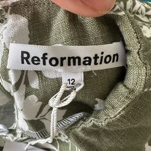 Reformation Willow Green Floral Linen Dress